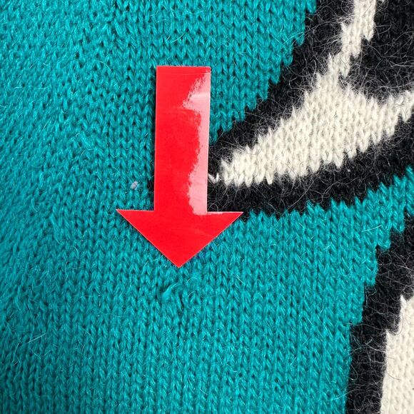 VTG JR Too Sweater Dress Womens Small Blue White Angora Blend Long Sleeve Knit - Picture 5 of 8